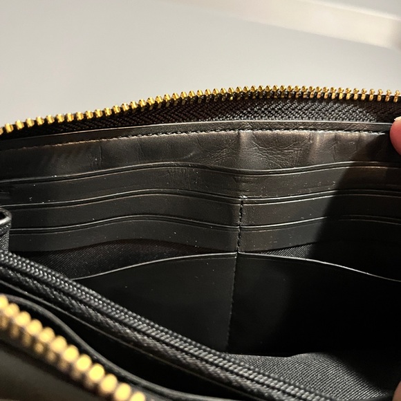 Coach Black Floral Zip Around Wallet Gold Hardware - Picture 10 of 14